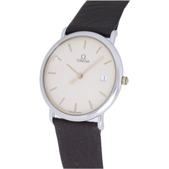 OMEGA Watches Quartz Stainless Steel , Leather gold Quartz Tapestry white dial mens Used Authentic