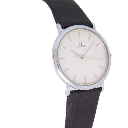 OMEGA Watches Quartz Stainless Steel , Leather gold Quartz Tapestry white dial mens Used Authentic