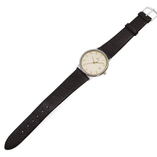 OMEGA Watches Quartz Stainless Steel , Leather gold Quartz Tapestry white dial mens Used Authentic