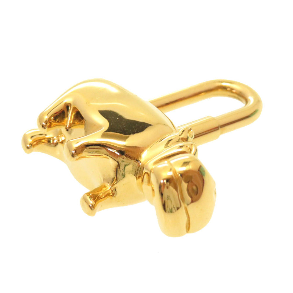 HERMES key ring metal gold Hippopotamus ANNEE DES FLEUVES Hippopotamus Bag Charm Women Used Authentic