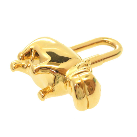 HERMES key ring metal gold Hippopotamus ANNEE DES FLEUVES Hippopotamus Bag Charm Women Used Authentic