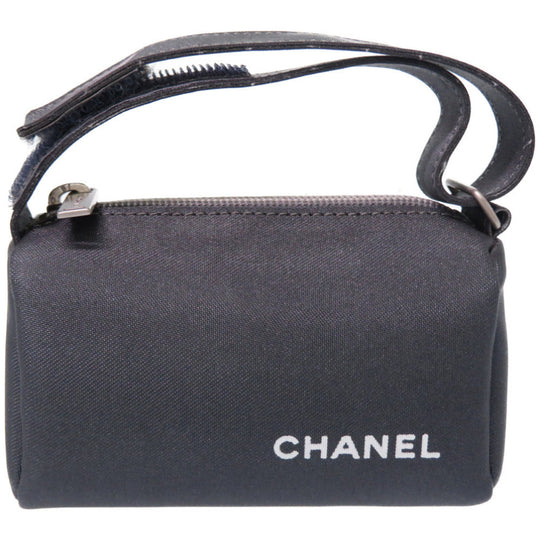 CHANEL Pouch Nylon gray vintage Nylon pouch Women Used Authentic