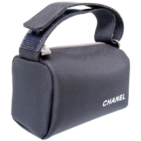 CHANEL Pouch Nylon gray vintage Nylon pouch Women Used Authentic
