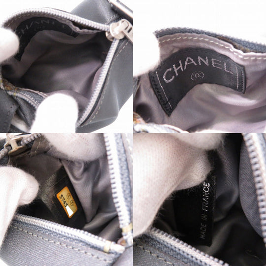CHANEL Pouch Nylon gray vintage Nylon pouch Women Used Authentic