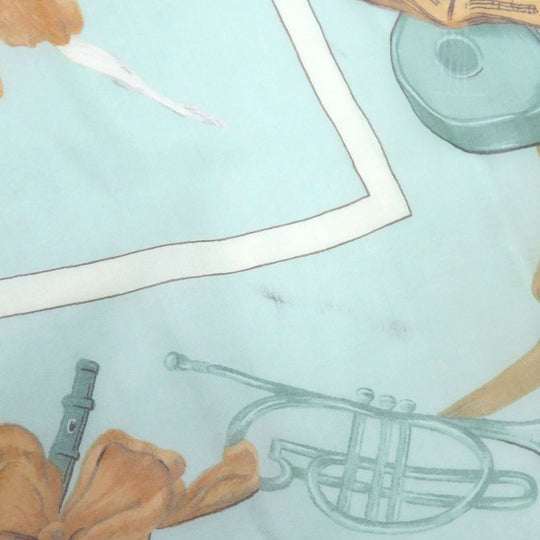 HERMES scarf silk Green Carre90 LA DANCE Women Used Authentic