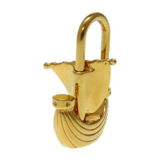 HERMES key ring metal gold Paris Air Paris Wind Sailing Ship Yacht Cadena Charm Women Used Authentic