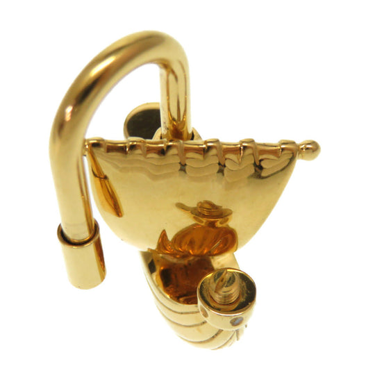 HERMES key ring metal gold Paris Air Paris Wind Sailing Ship Yacht Cadena Charm Women Used Authentic