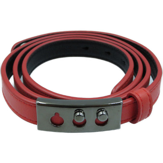 DELVAUX bracelet leather Red Tempate 3-row bracelet Women Used Authentic