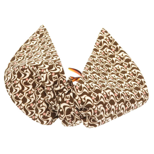 FENDI Other accessories Silk, Plastic Brown Zucca Pattern Hair Clip Women Used Authentic
