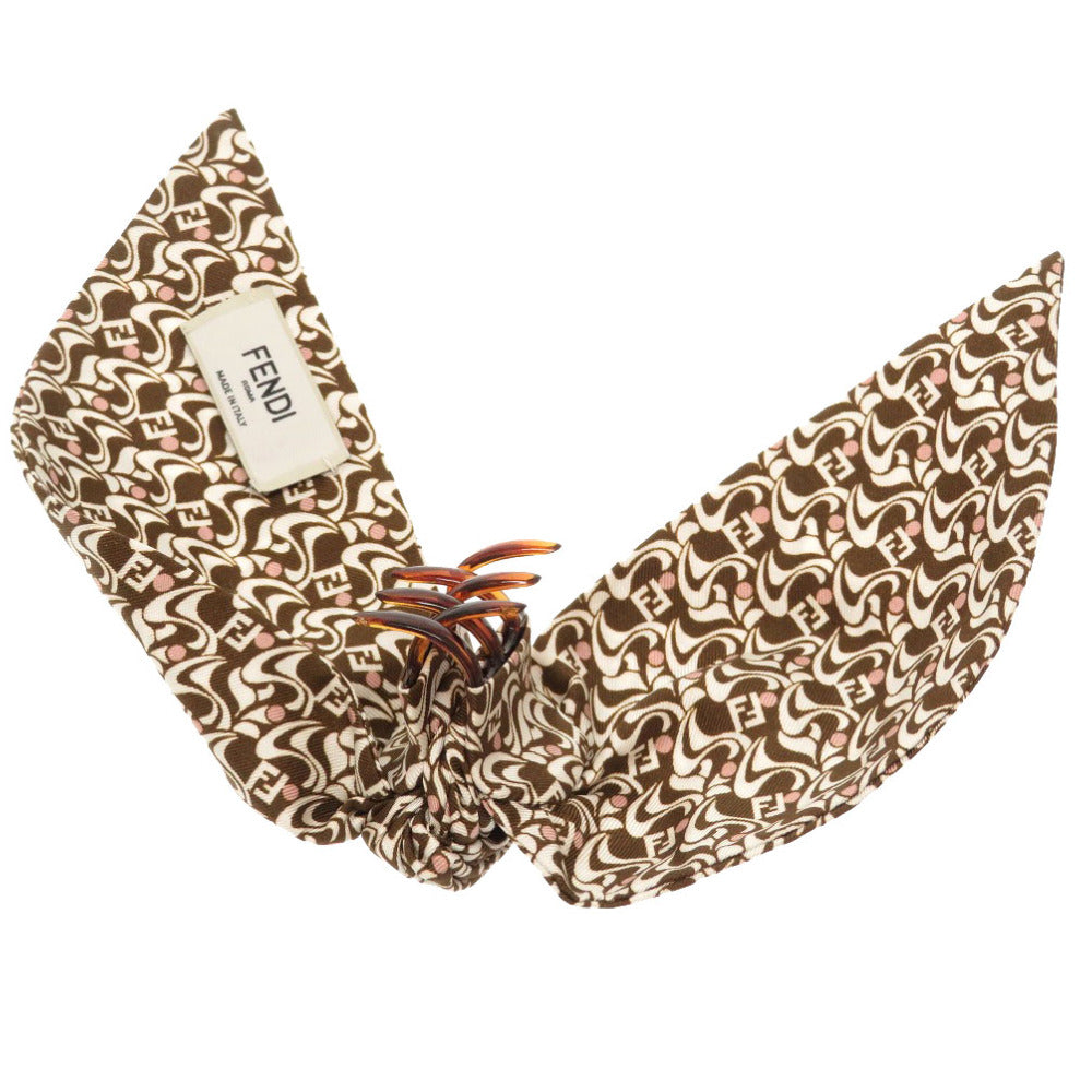 FENDI Other accessories Silk, Plastic Brown Zucca Pattern Hair Clip Women Used Authentic