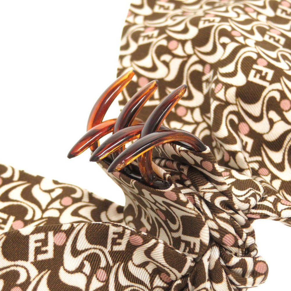 FENDI Other accessories Silk, Plastic Brown Zucca Pattern Hair Clip Women Used Authentic