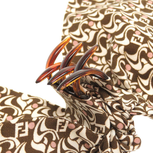 FENDI Other accessories Silk, Plastic Brown Zucca Pattern Hair Clip Women Used Authentic