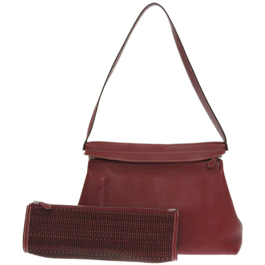 HERMES Shoulder Bag Buffle, Crinolan Rouge ash Yo bag Women Used Authentic
