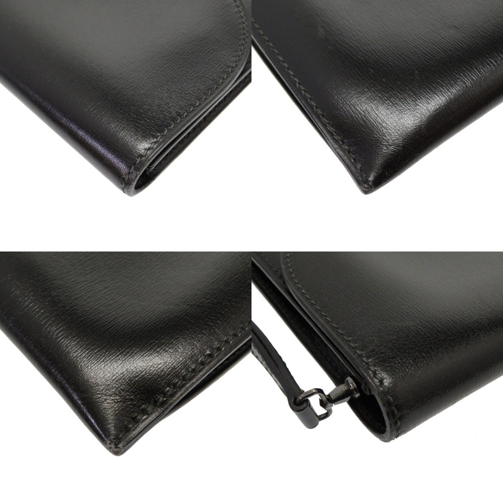 HERMES Clutch bag Box scarf black Kirius mens Used Authentic