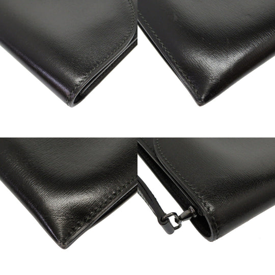 HERMES Clutch bag Box scarf black Kirius mens Used Authentic