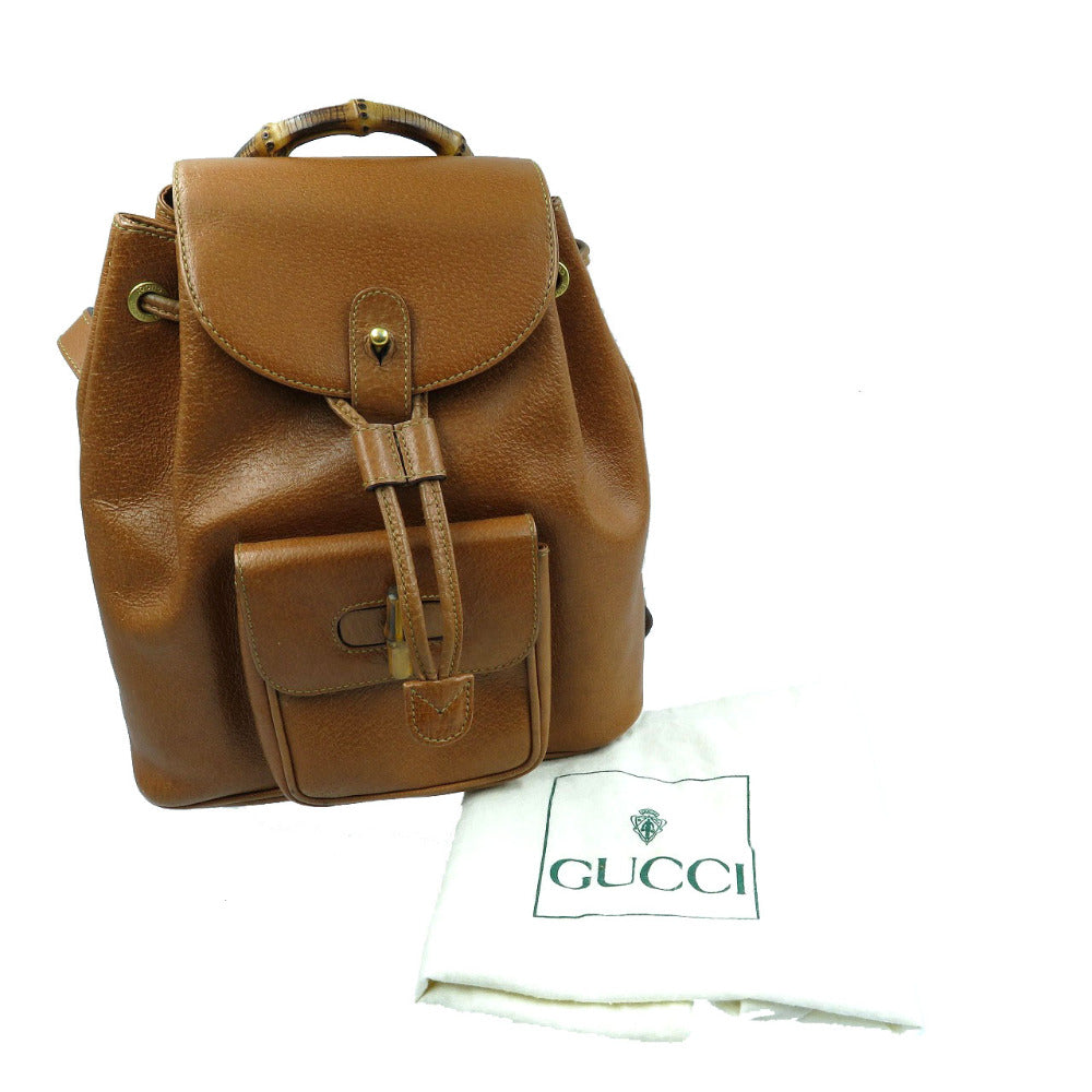 GUCCI Backpack 03 2265 0030 Leather, Bamboo Brown Bamboo Women Used Authentic
