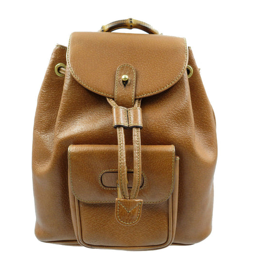 GUCCI Backpack 03 2265 0030 Leather, Bamboo Brown Bamboo Women Used Authentic