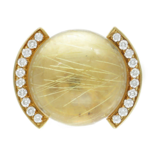 CARTIER Ring K18 Yellow Gold, Diamond gold Lucilated Quartz Rutile Women 50 Used Authentic