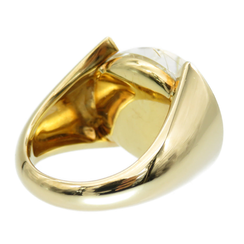 CARTIER Ring K18 Yellow Gold, Diamond gold Lucilated Quartz Rutile Women 50 Used Authentic