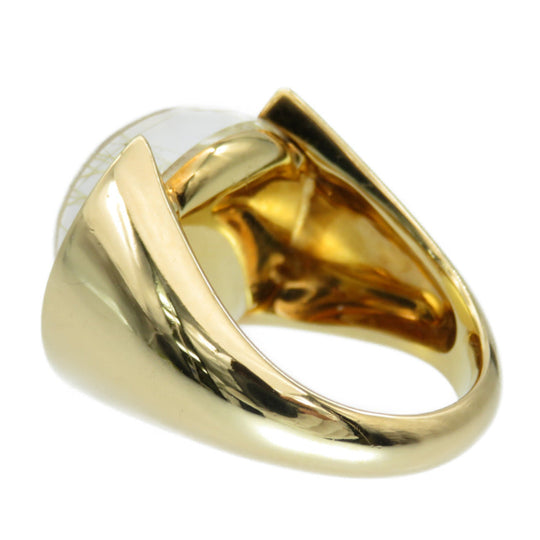 CARTIER Ring K18 Yellow Gold, Diamond gold Lucilated Quartz Rutile Women 50 Used Authentic