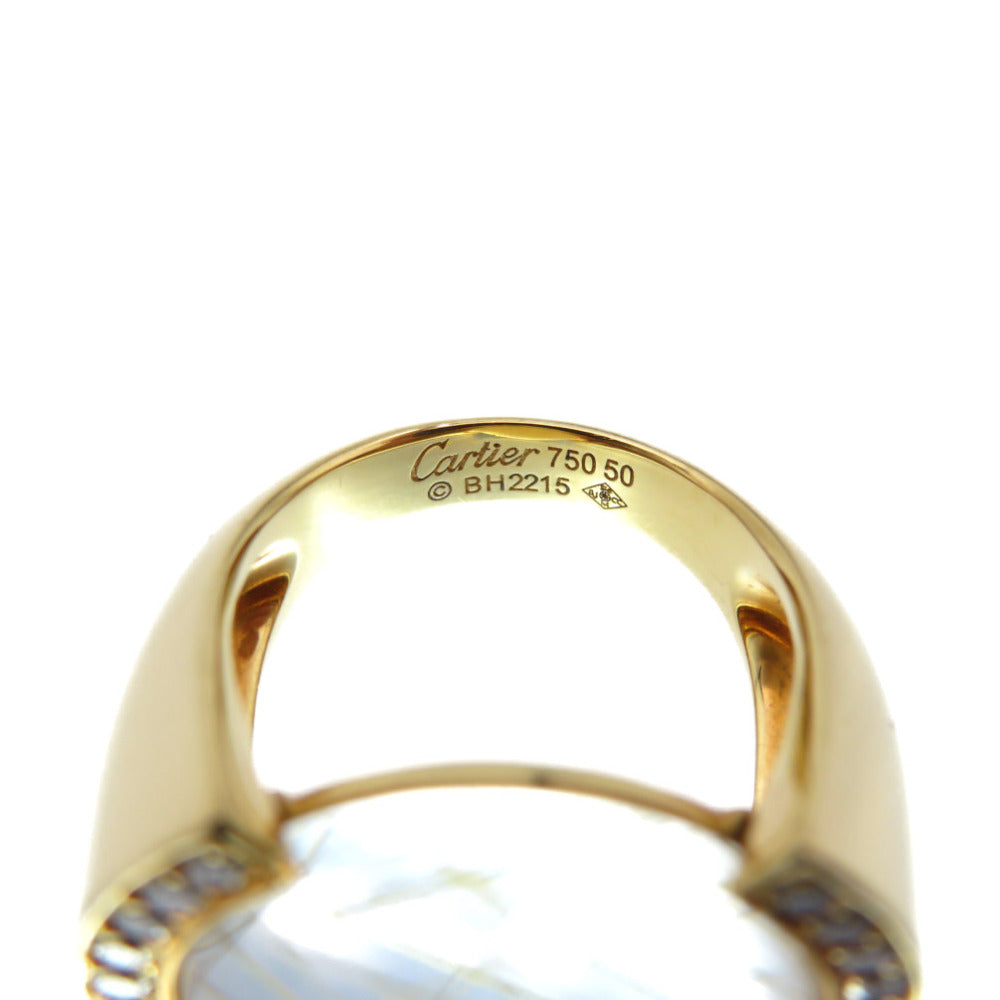 CARTIER Ring K18 Yellow Gold, Diamond gold Lucilated Quartz Rutile Women 50 Used Authentic