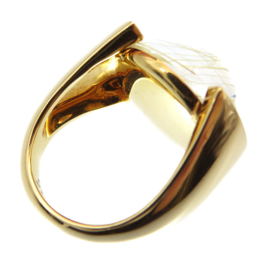 CARTIER Ring K18 Yellow Gold, Diamond gold Lucilated Quartz Rutile Women 50 Used Authentic