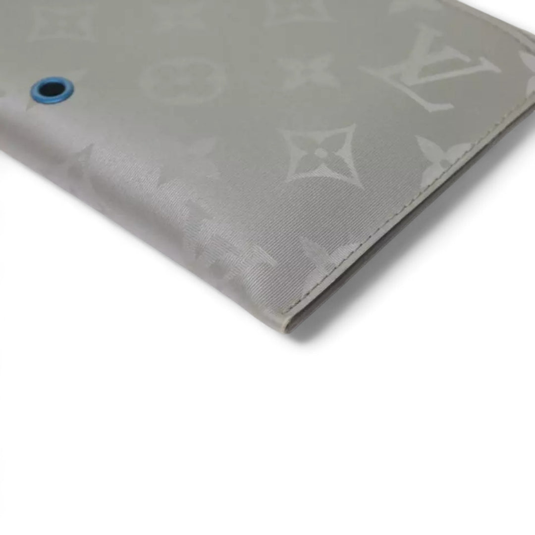Louis Vuitton Monogram Satellite Alpha Pouch Silver Unisex Handbag with Card Holder