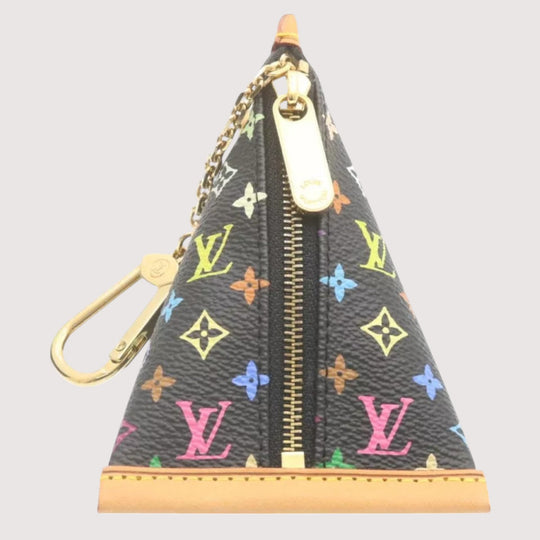 Louis Vuitton Monogram Berlino Coin Purse Multicolor Black Unisex with Chain Clip