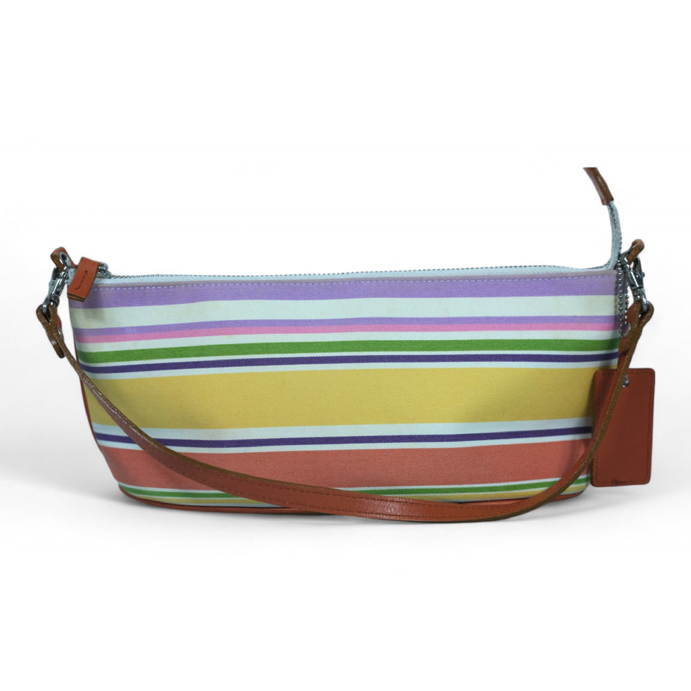 Burberry Striped Canvas Small Bag Multicolor Women's Handbag Purse with Leather Strap