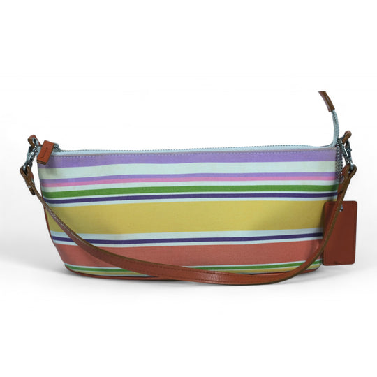 Burberry Striped Canvas Small Bag Multicolor Women's Handbag Purse with Leather Strap