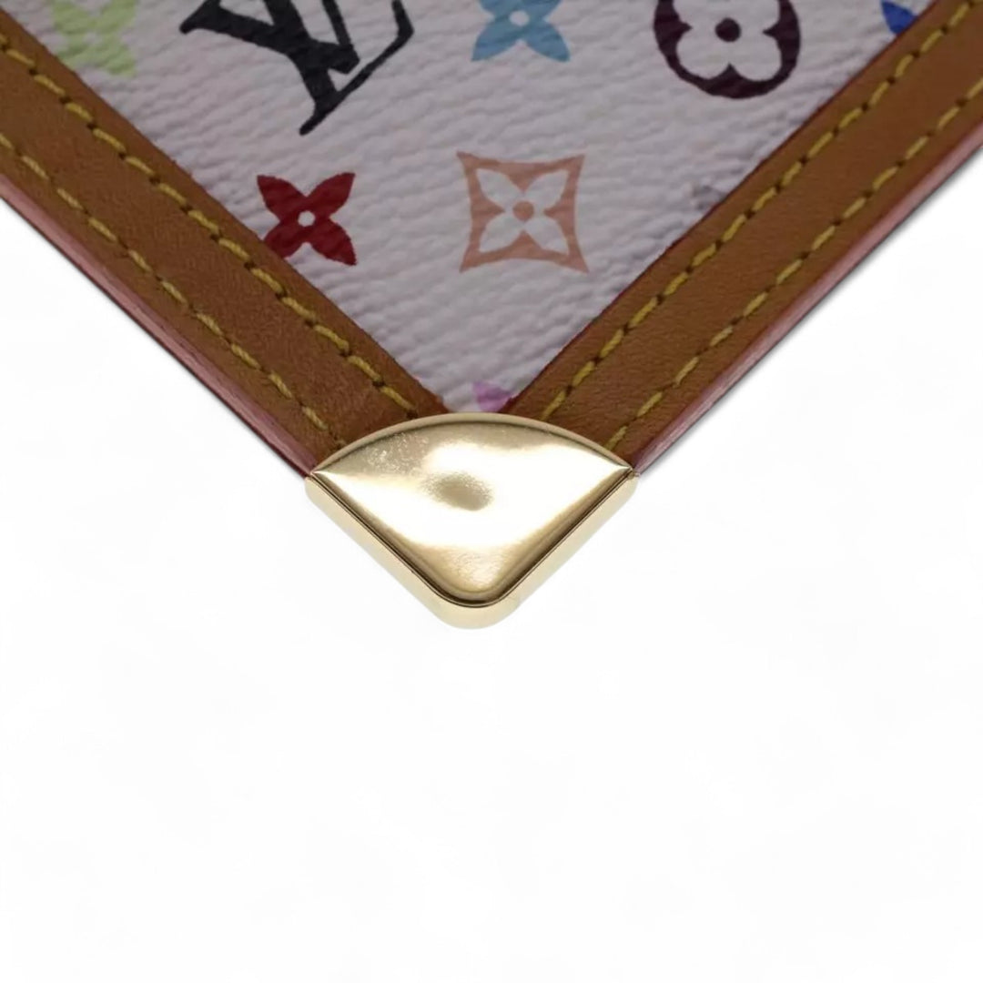 Louis Vuitton Monogram Multicolor Pochette Cles Coin Purse White Chain Wallet