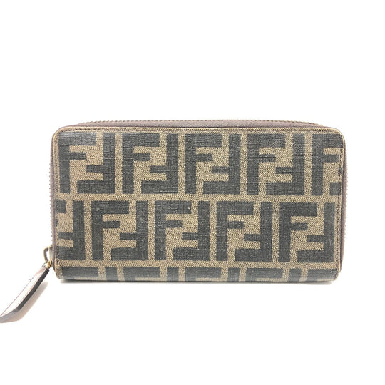 FENDI Long Wallet Purse 7M0174 PVC / Leather Brown Zucca mens Used Authentic