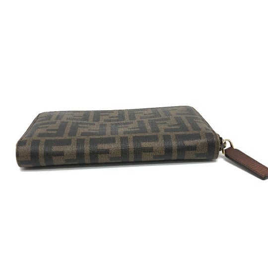 FENDI Long Wallet Purse 7M0174 PVC / Leather Brown Zucca mens Used Authentic