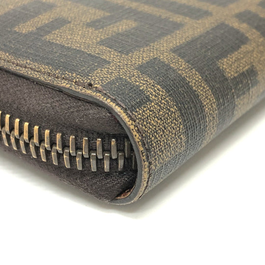 FENDI Long Wallet Purse 7M0174 PVC / Leather Brown Zucca mens Used Authentic