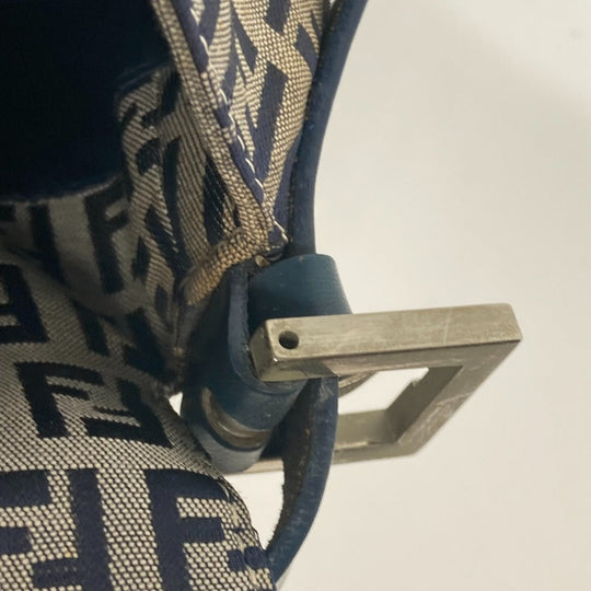 FENDI Shoulder Bag Canvas / leather Navy shoulder bag Mamma Bucket Women Used Authentic