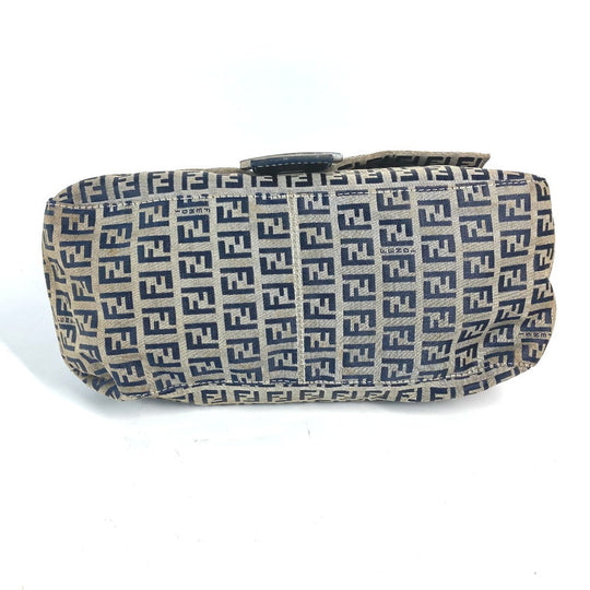 FENDI Shoulder Bag Canvas / leather Navy shoulder bag Mamma Bucket Women Used Authentic