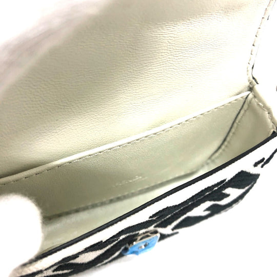FENDI Shoulder Bag 7AS045 Canvas / leather white Zucca Nano Bucket