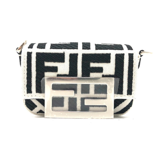 FENDI Shoulder Bag 7AS045 Canvas / leather white Zucca Nano Bucket