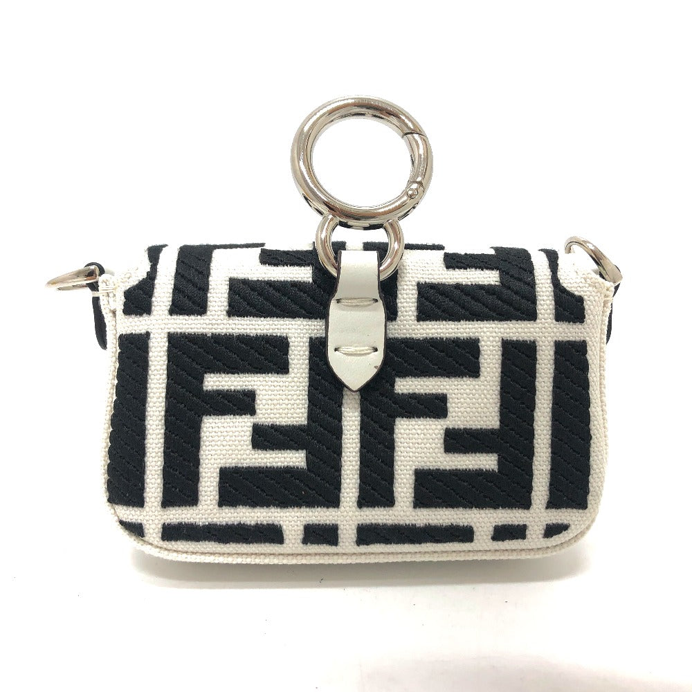 FENDI Shoulder Bag 7AS045 Canvas / leather white Zucca Nano Bucket