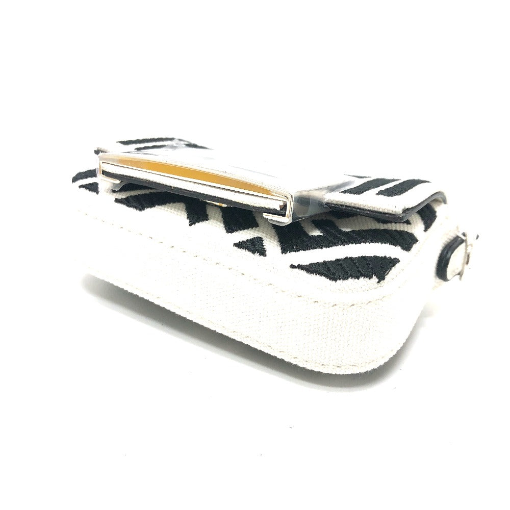 FENDI Shoulder Bag 7AS045 Canvas / leather white Zucca Nano Bucket