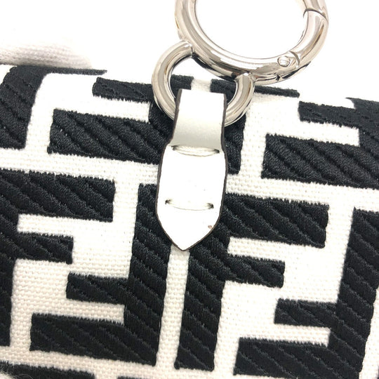 FENDI Shoulder Bag 7AS045 Canvas / leather white Zucca Nano Bucket