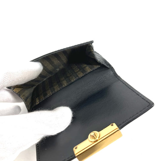 FENDI Trifold wallet 8M0395 leather black logo Women Used Authentic