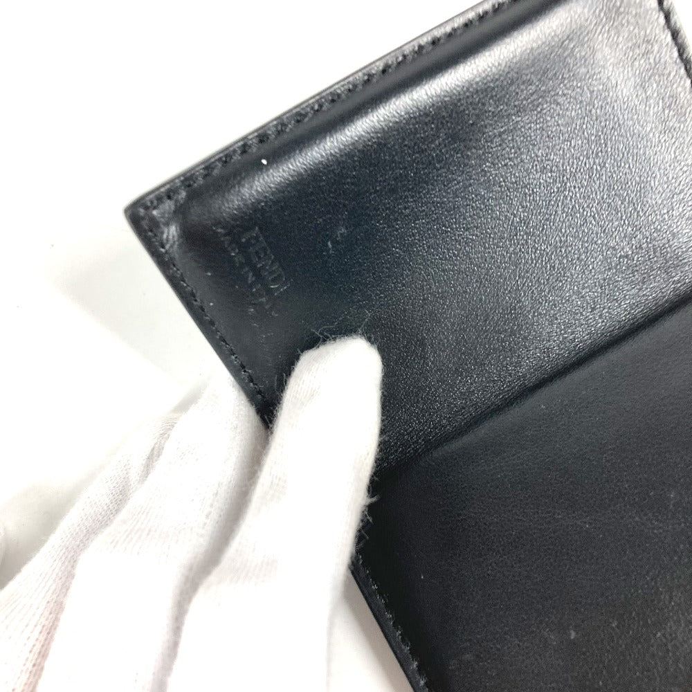 FENDI Trifold wallet 8M0395 leather black logo Women Used Authentic