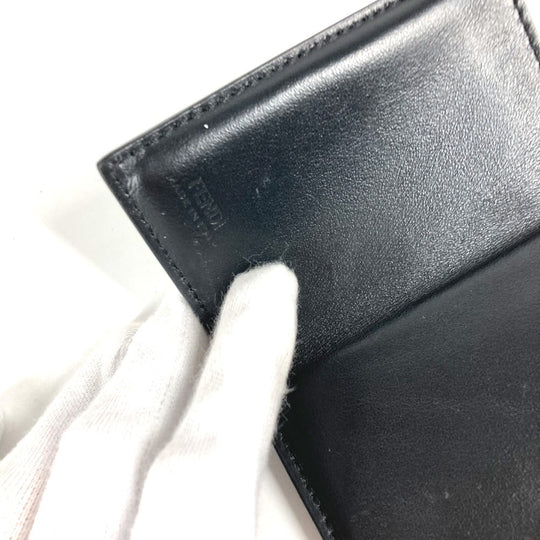 FENDI Trifold wallet 8M0395 leather black logo Women Used Authentic