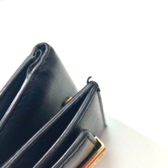 FENDI Trifold wallet 8M0395 leather black logo Women Used Authentic