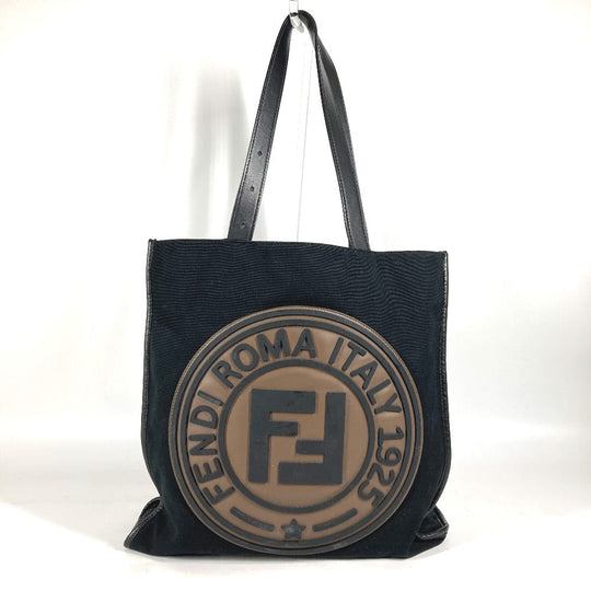 FENDI Tote Bag 7VA435 Canvas / leather black Vertical Shoulder Bag logo FF unisex(Unisex) Used Authentic