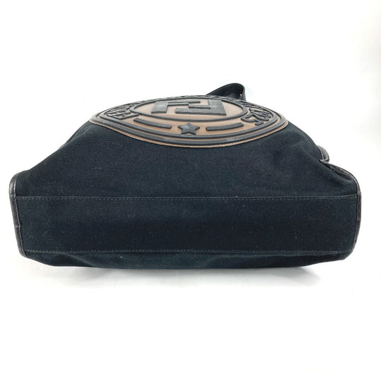 FENDI Tote Bag 7VA435 Canvas / leather black Vertical Shoulder Bag logo FF unisex(Unisex) Used Authentic