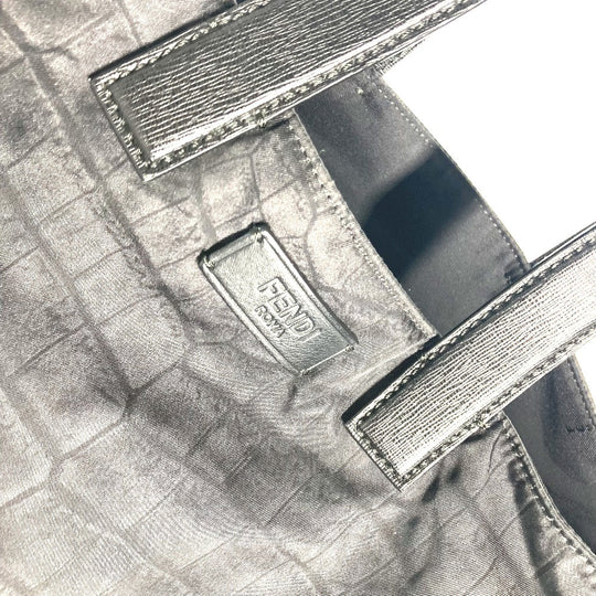 FENDI Tote Bag 7VA367 Nylon / leather black logo mens Used Authentic
