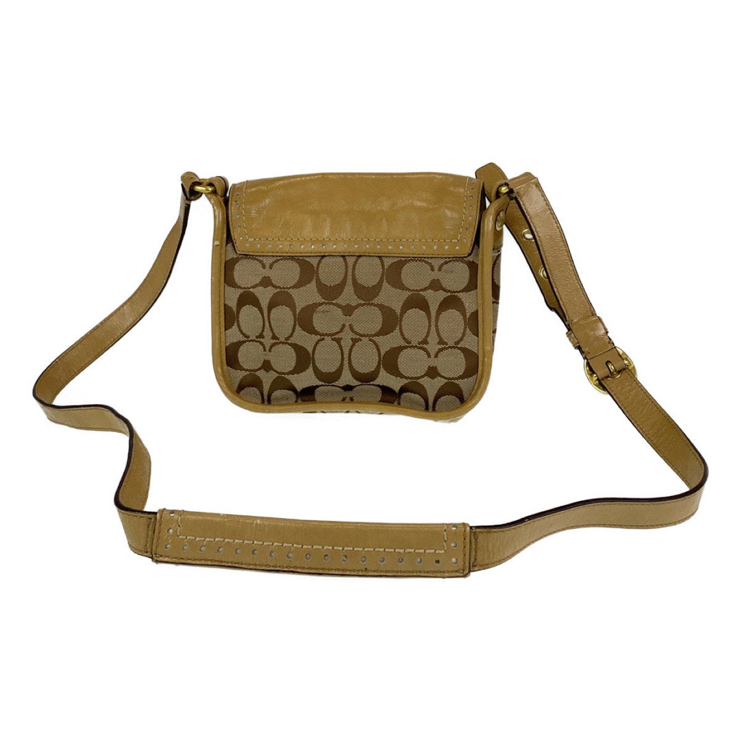 COACH Shoulder Bag canvas beige Signature