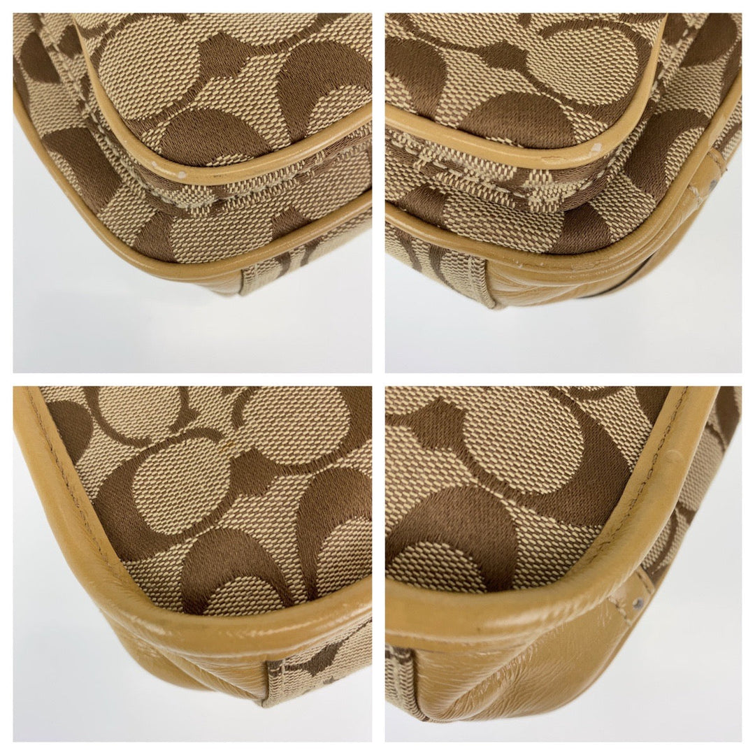 COACH Shoulder Bag canvas beige Signature